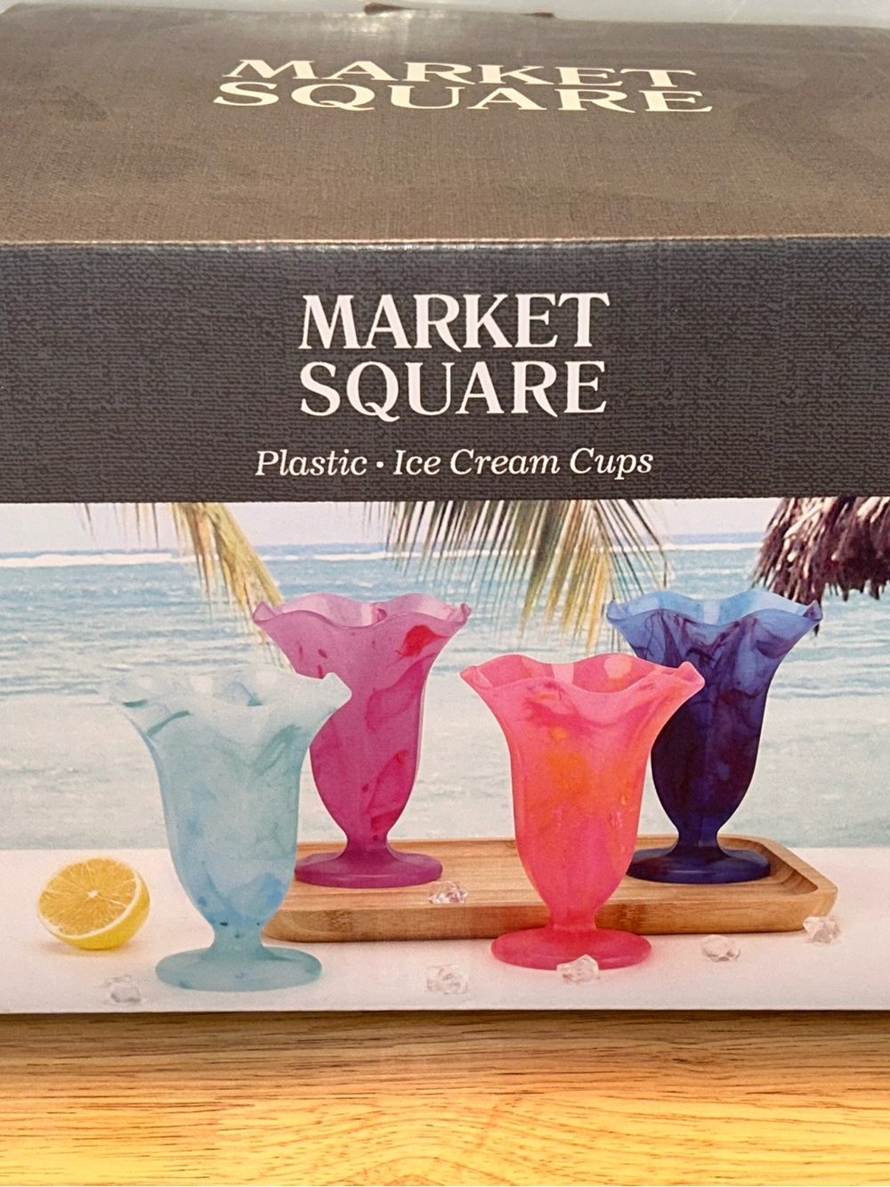 Plastic Ice Cream Cups - Multi-Color Set of 4